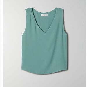 Aritzia Babaton Teal V-Neck Blouse